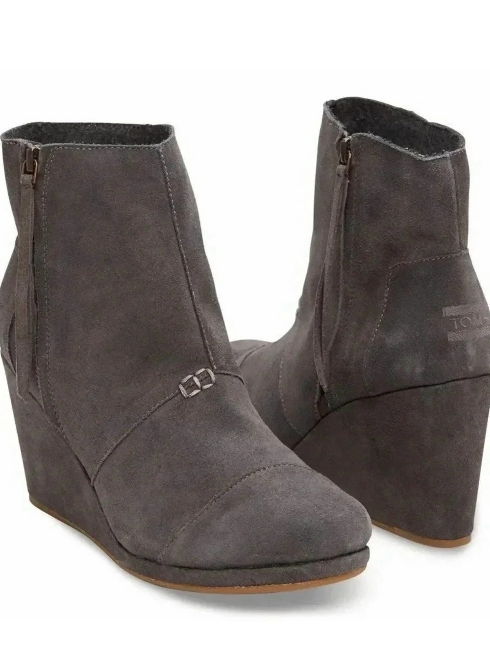Toms Desert Wedge High Booties Gray